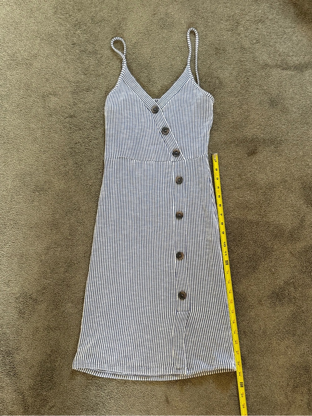 Caution To The Wind Blue & White Striped Midi Button Dress - Picture 4 of 5